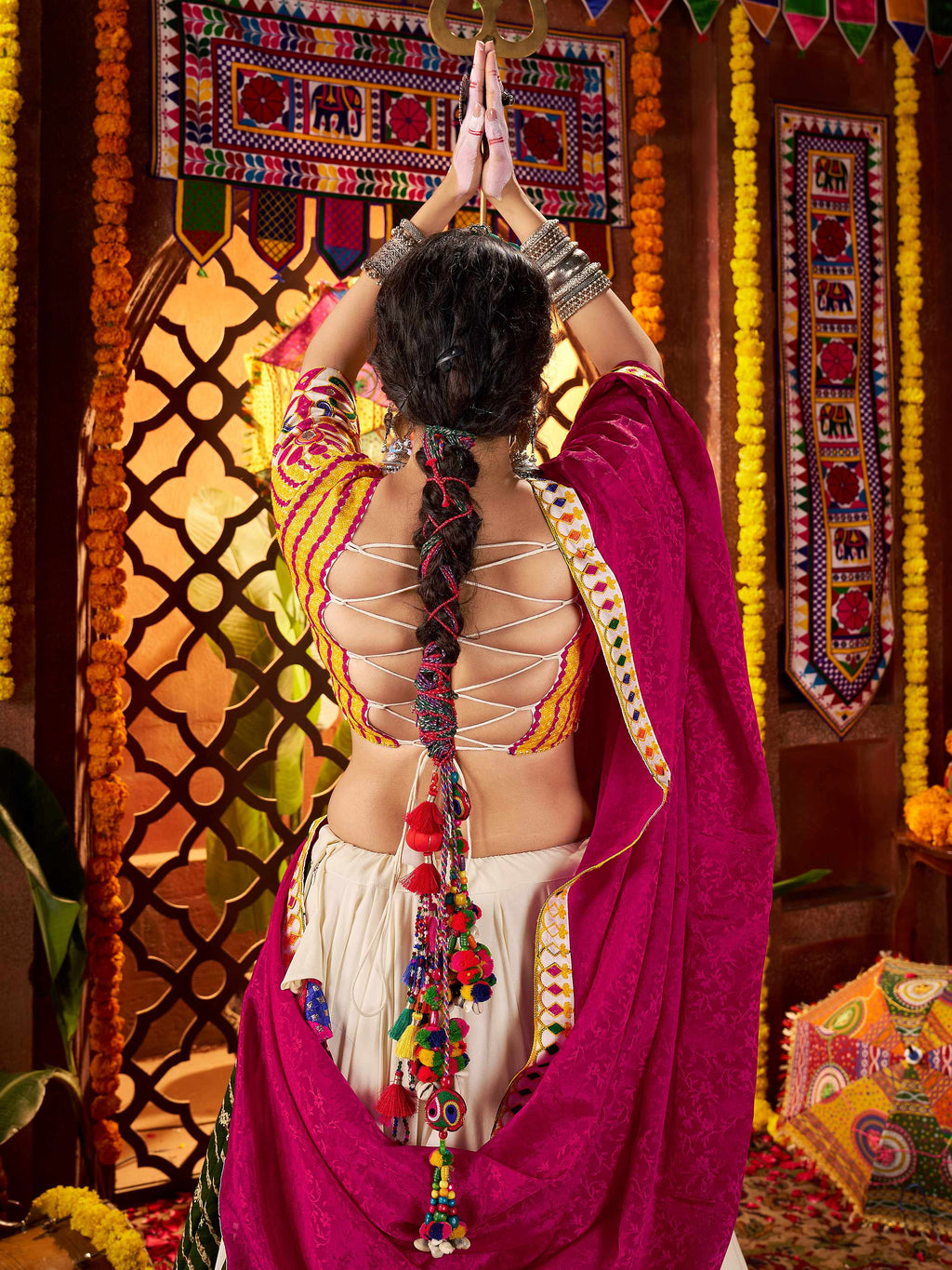 Stunning Multi-Color Cotton Leheriya Print Lehenga Choli With Dupatta