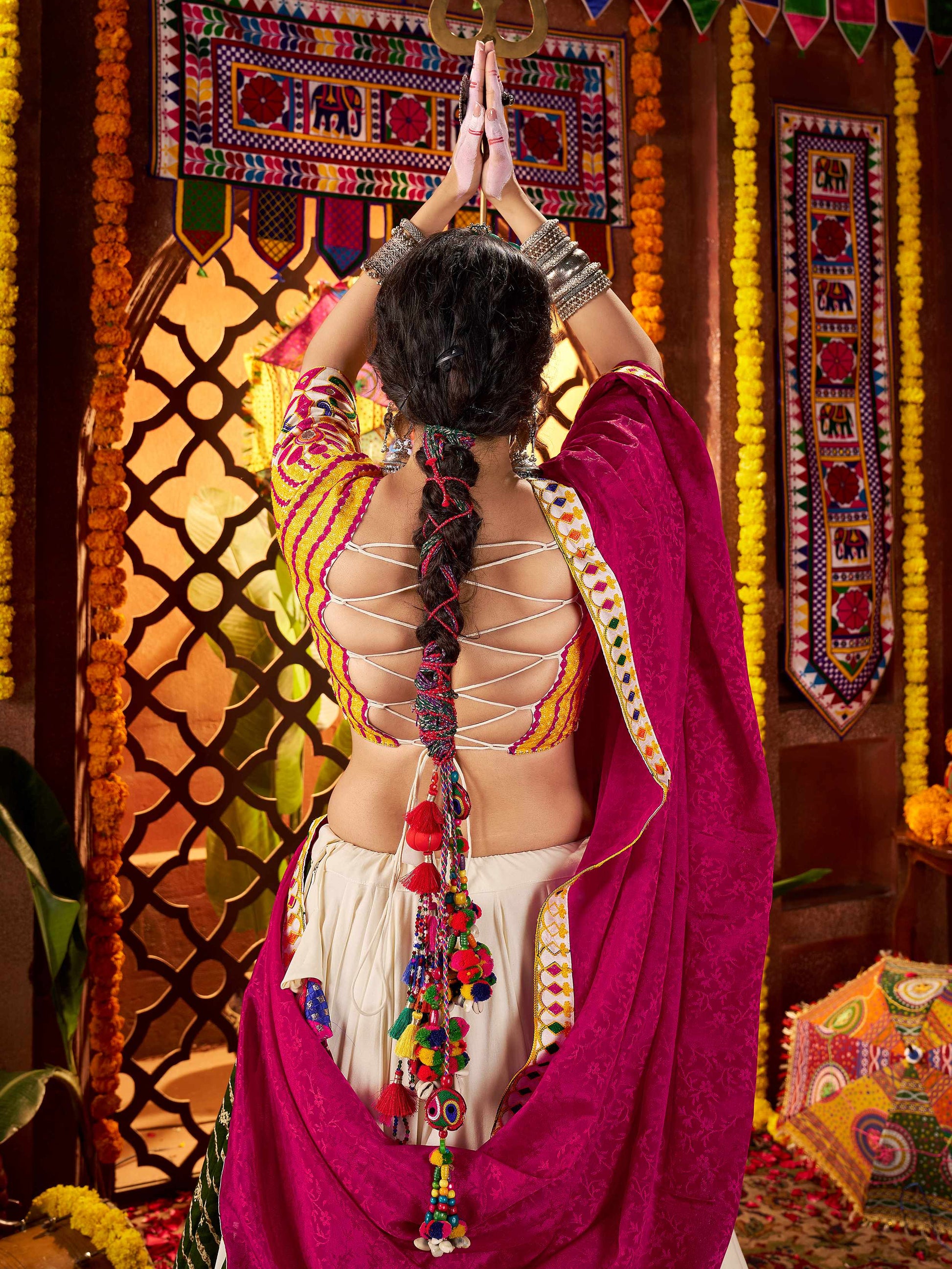 Stunning Multi-Color Cotton Leheriya Print Lehenga Choli With Dupatta