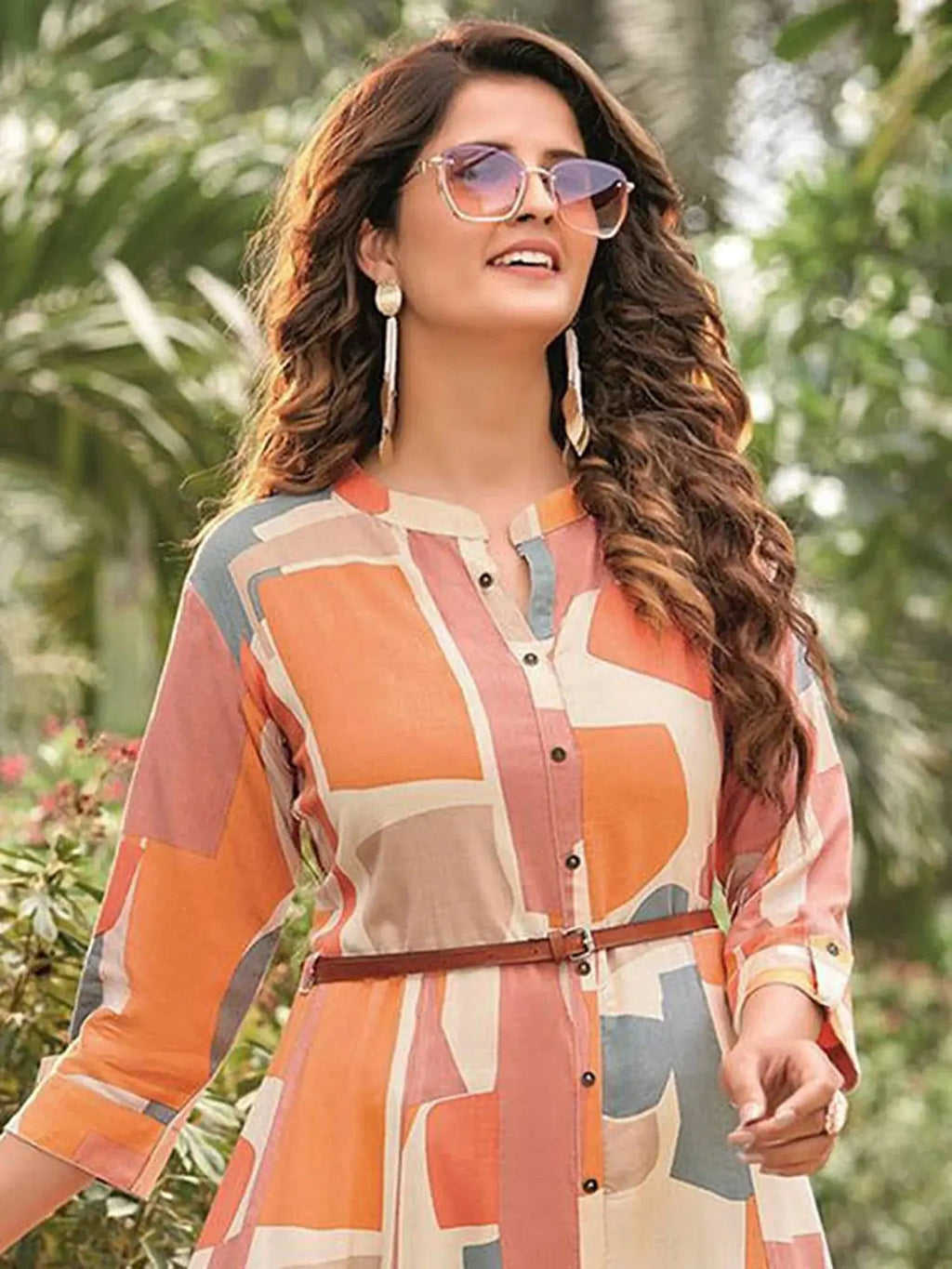 Fascinating Multi-Color Rayon Digital Printed Casual Wear Dress