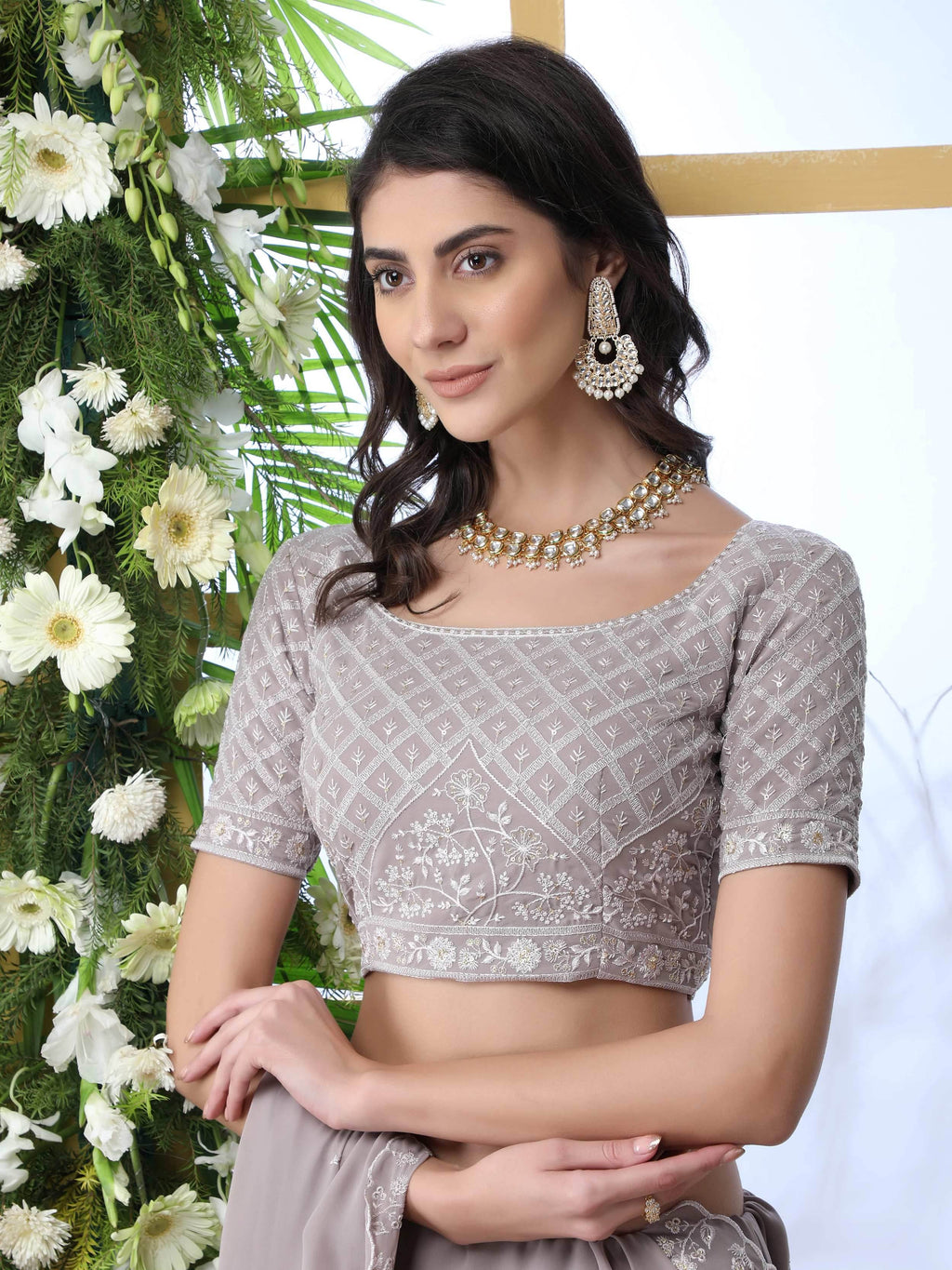 Fantastic Lavender Georgette Thread Work Bridesmaid Lehenga Choli