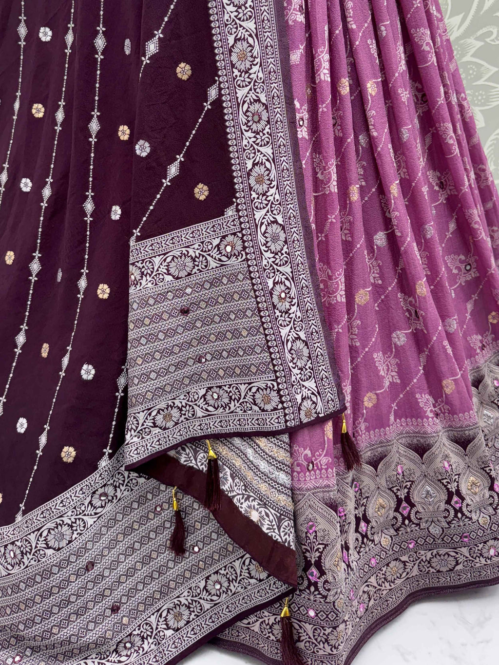 Beautiful Purple Georgette Weaving Party Wear Lehenga Choli