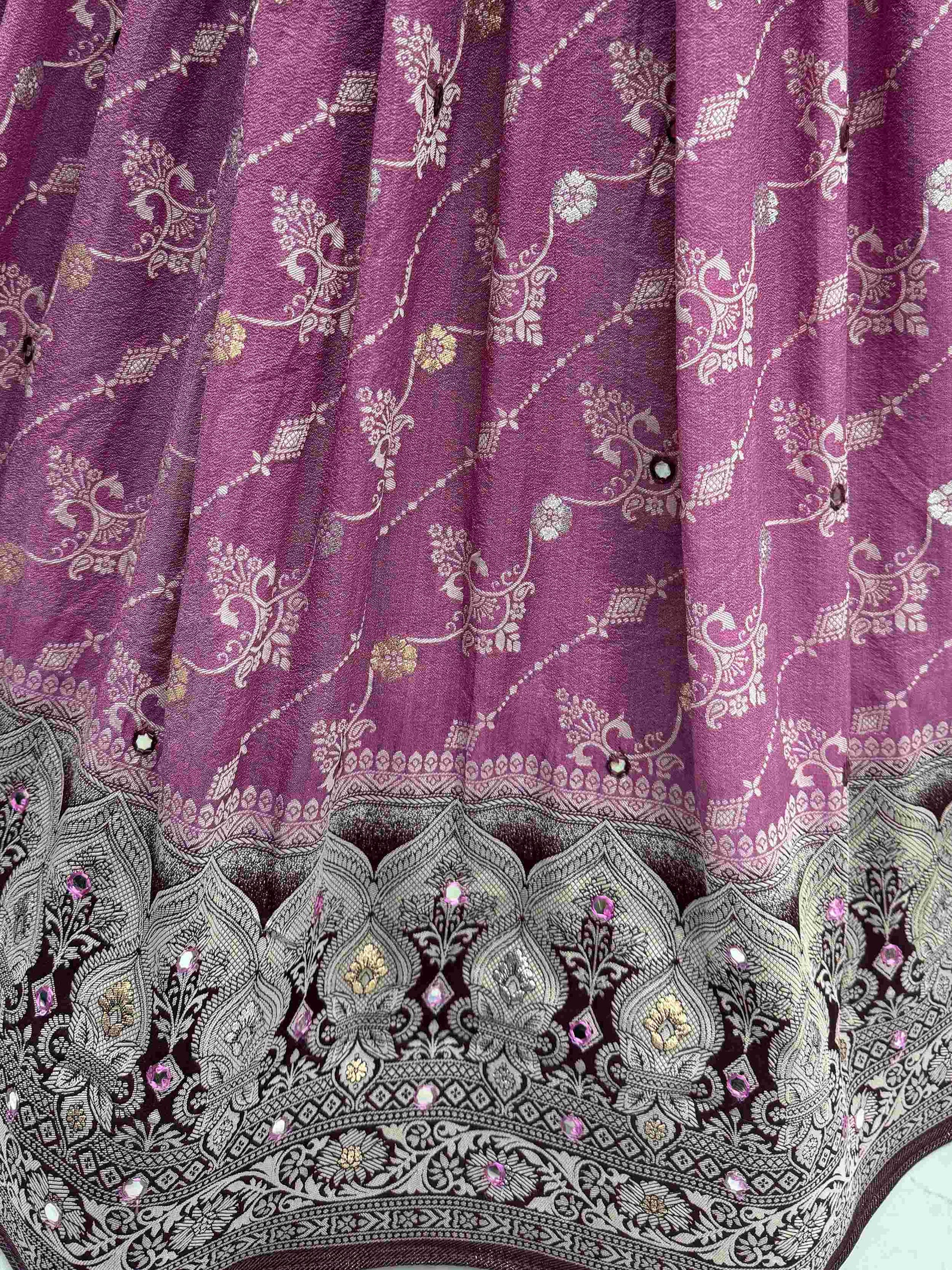 Beautiful Purple Georgette Weaving Party Wear Lehenga Choli