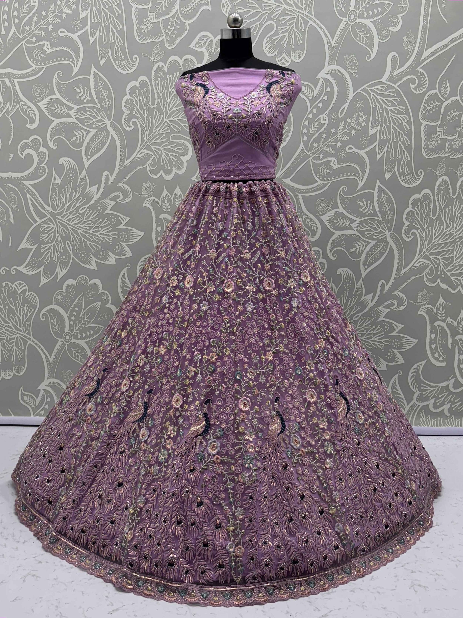 Gorgeous Lavender Net Multi-Thread Work Bridesmaid Lehenga Choli
