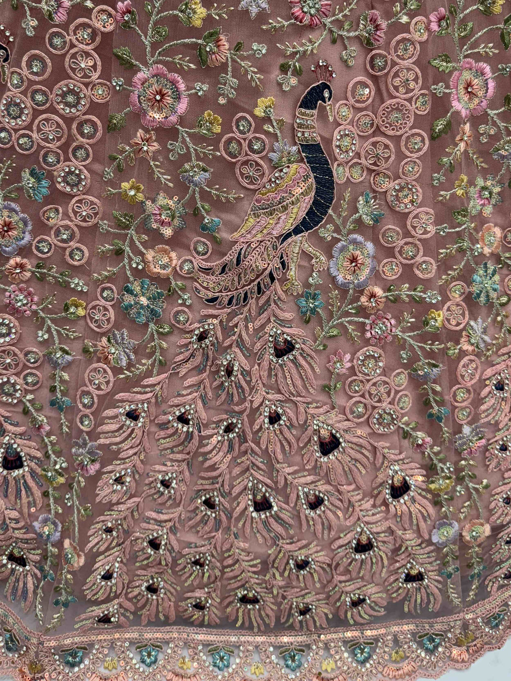 Magnetic Peach Net Sequins Wedding Wear Lehenga Choli With Dupatta