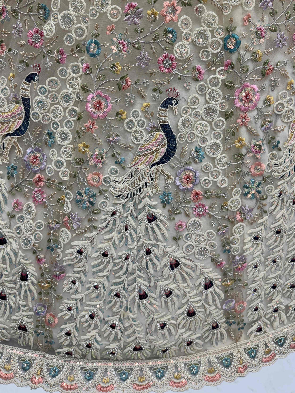 Astonishing White Net Zircon Work Engagement Wear Lehenga Choli