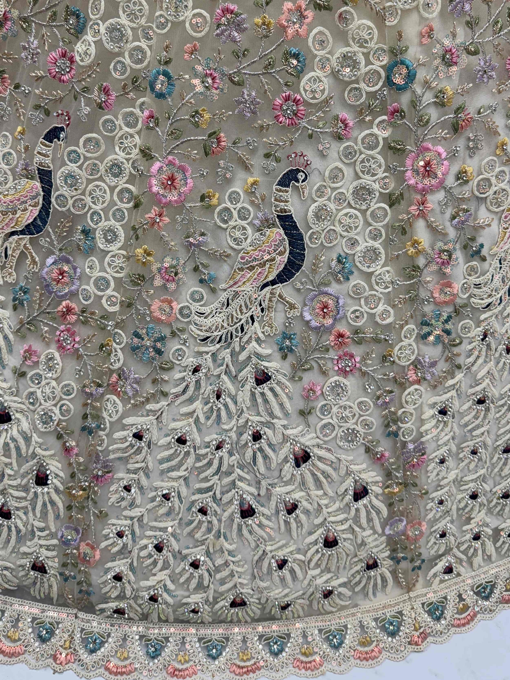 Astonishing White Net Zircon Work Engagement Wear Lehenga Choli