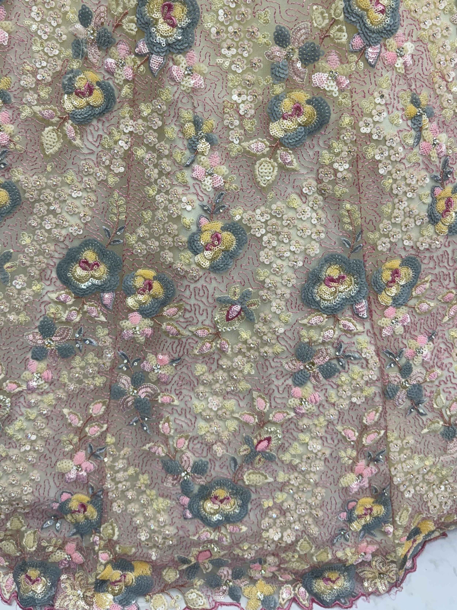 Bewitching Beige Net Embroidered Wedding Wear Lehenga Choli