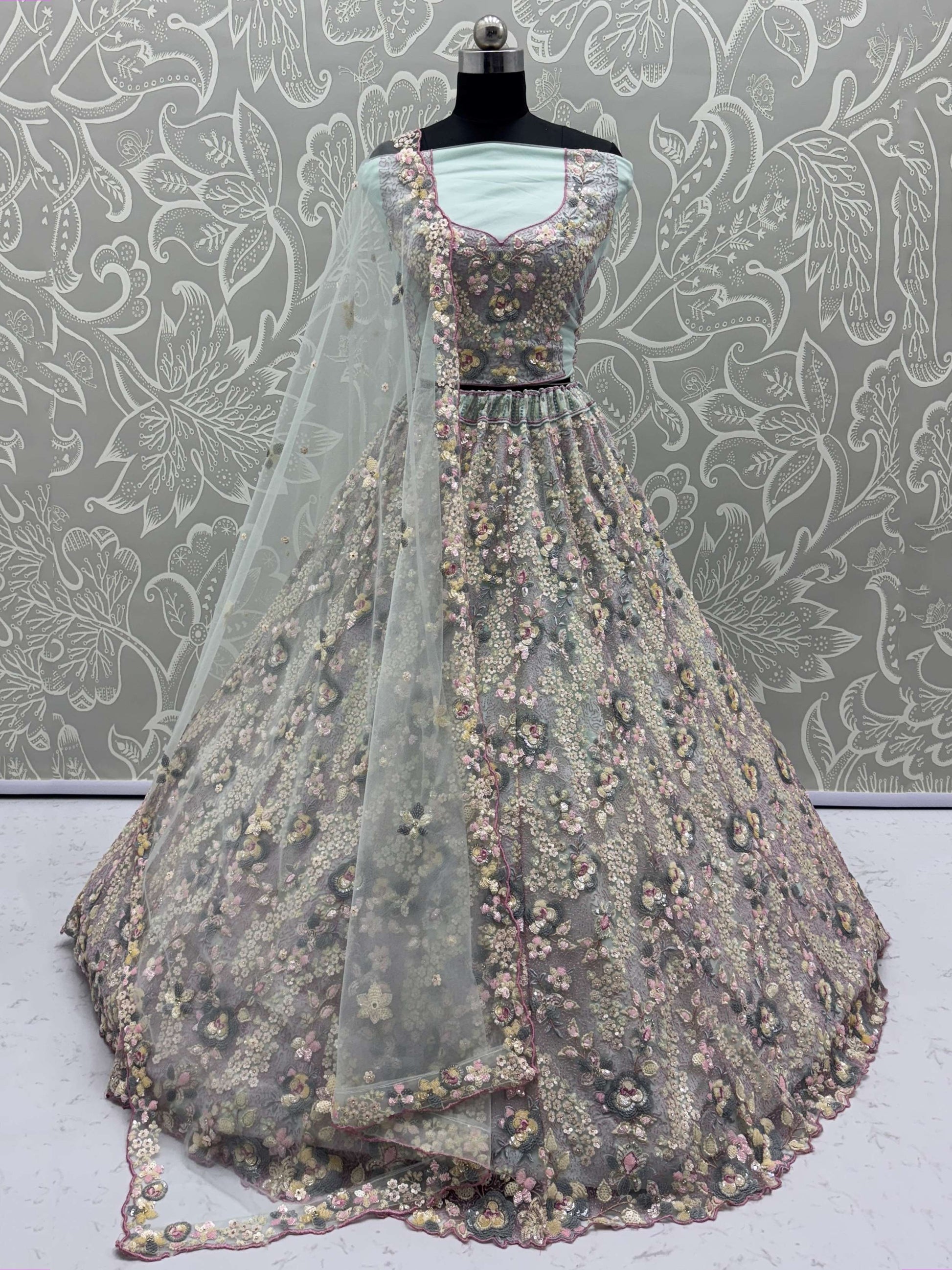 Desirable Sky Blue Multi Thread Work Bridemaids Lehenga Choli