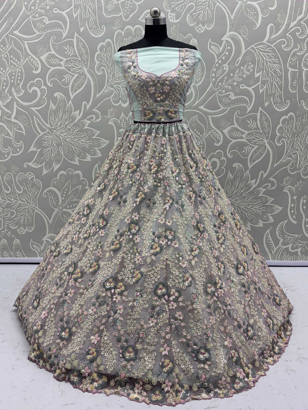 Desirable Sky Blue Multi Thread Work Bridesmaid Lehenga Choli