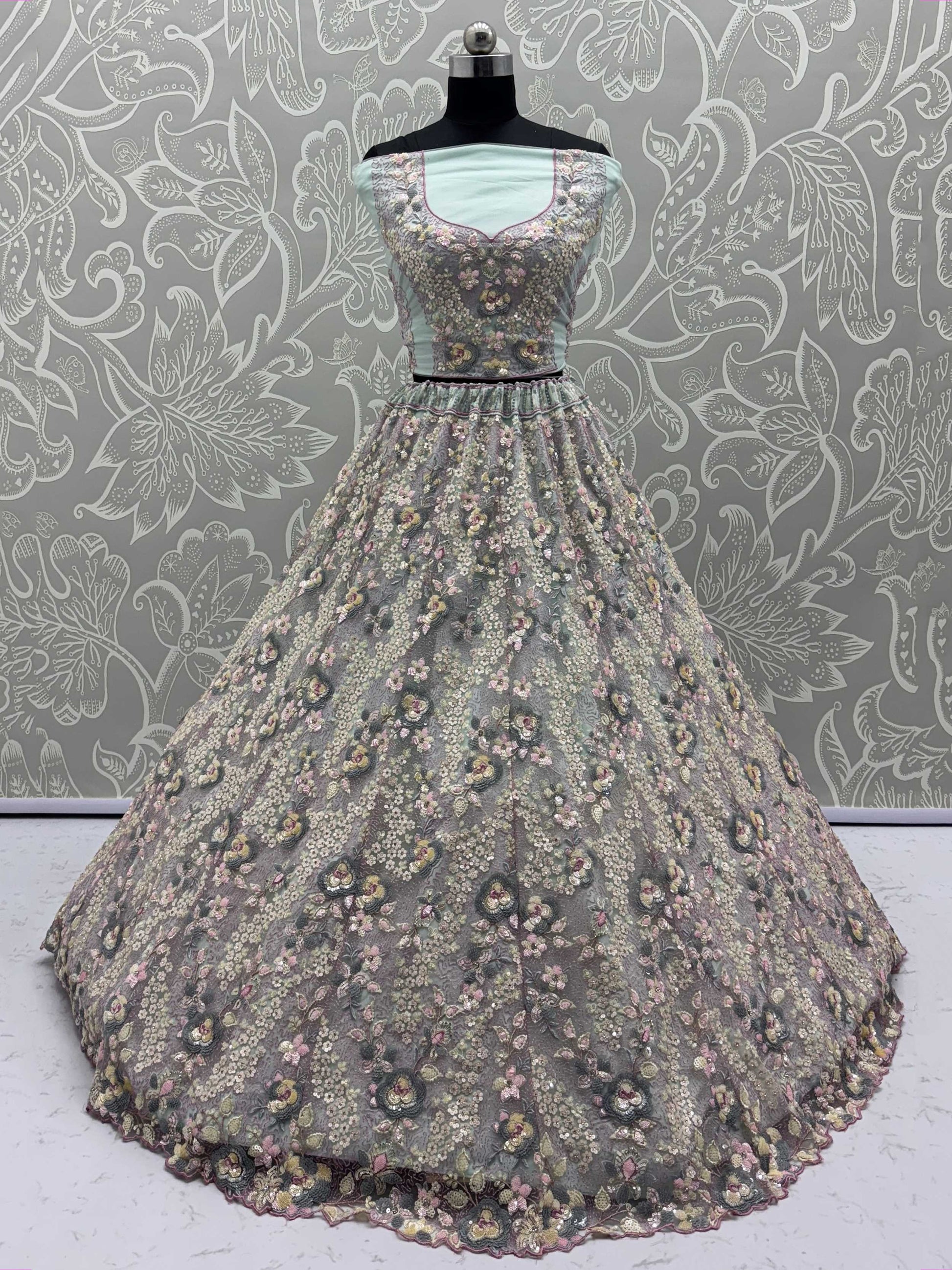 Desirable Sky Blue Multi Thread Work Bridesmaid Lehenga Choli