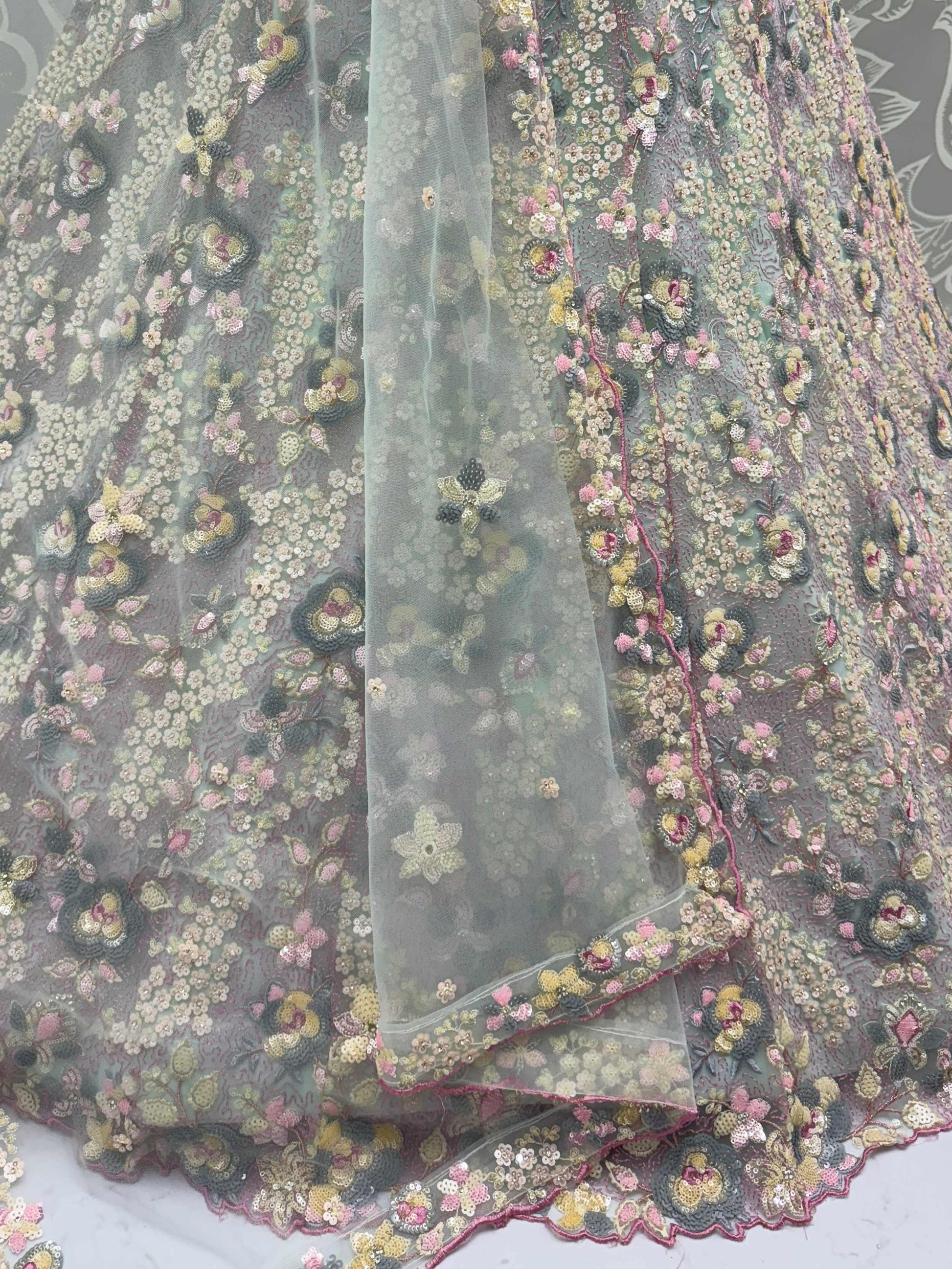 Desirable Sky Blue Multi Thread Work Bridesmaid Lehenga Choli