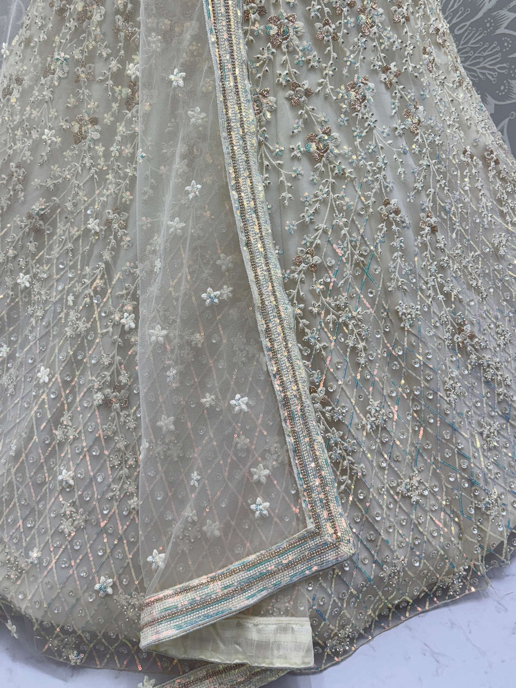 Amazing White Zari Embroidered Engagement Wear Lehenga Choli