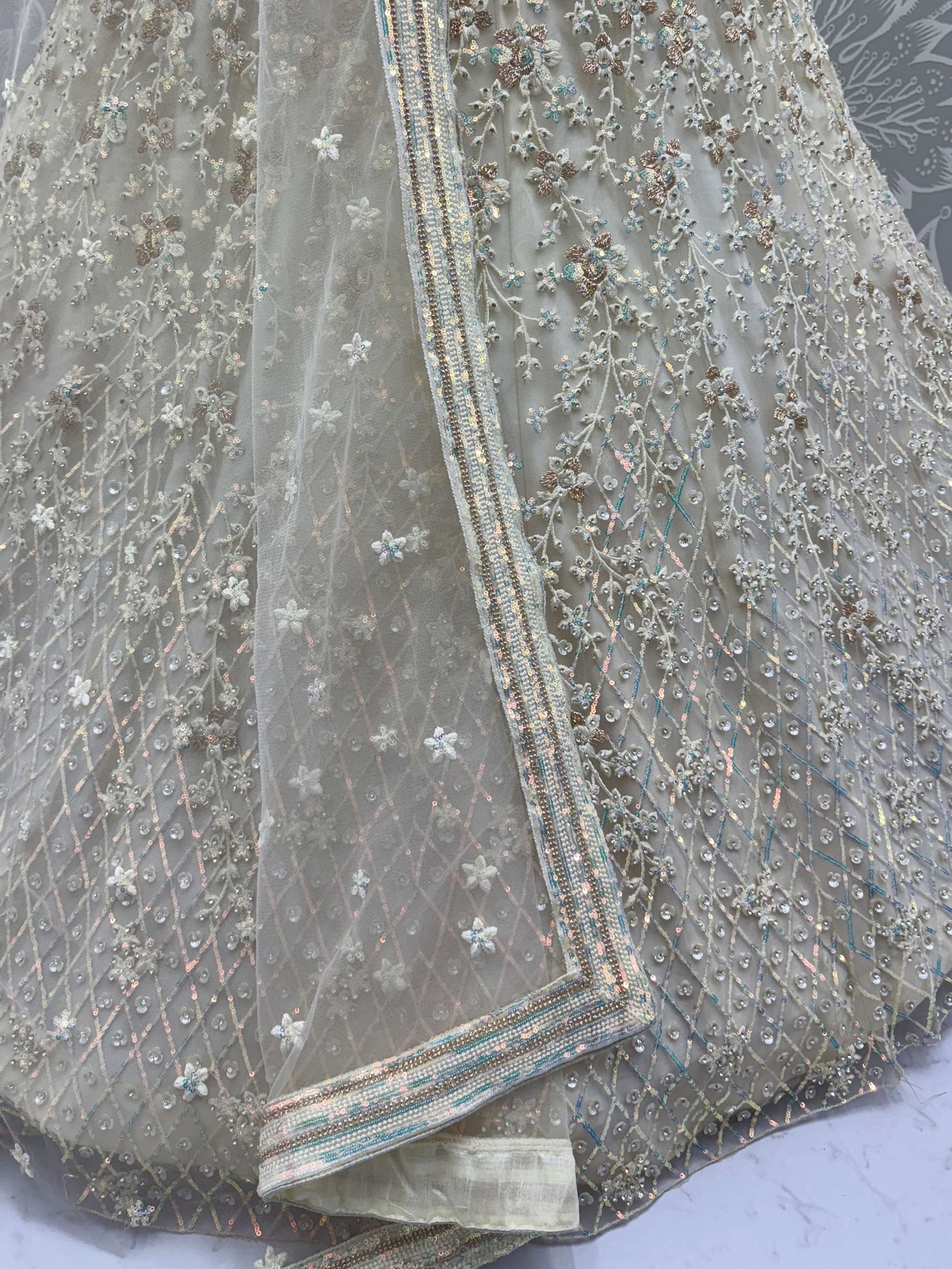 Amazing White Zari Embroidered Engagement Wear Lehenga Choli