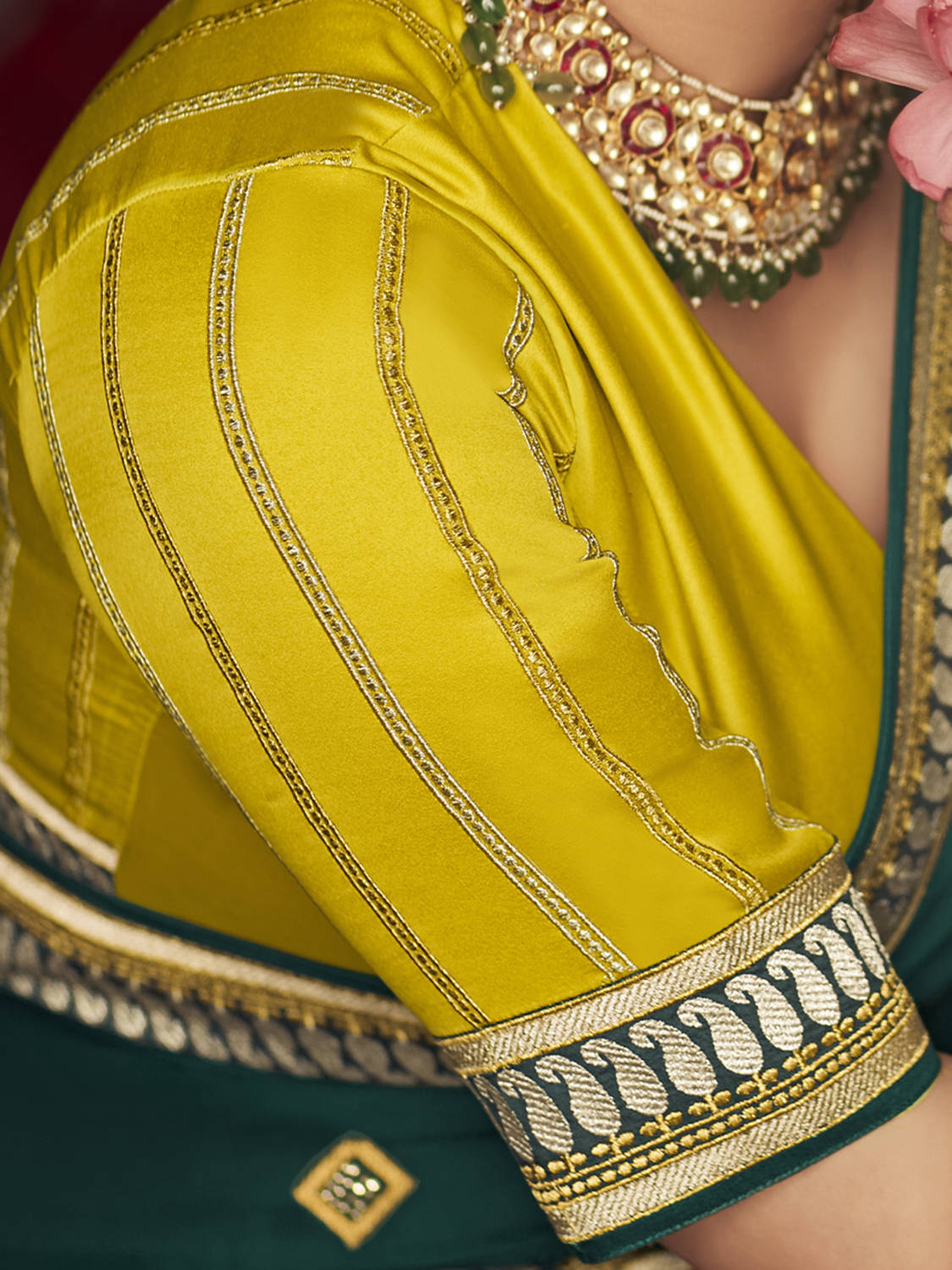 Glorious Green Silk Zari Work Mehendi Wear Saree With Blouse