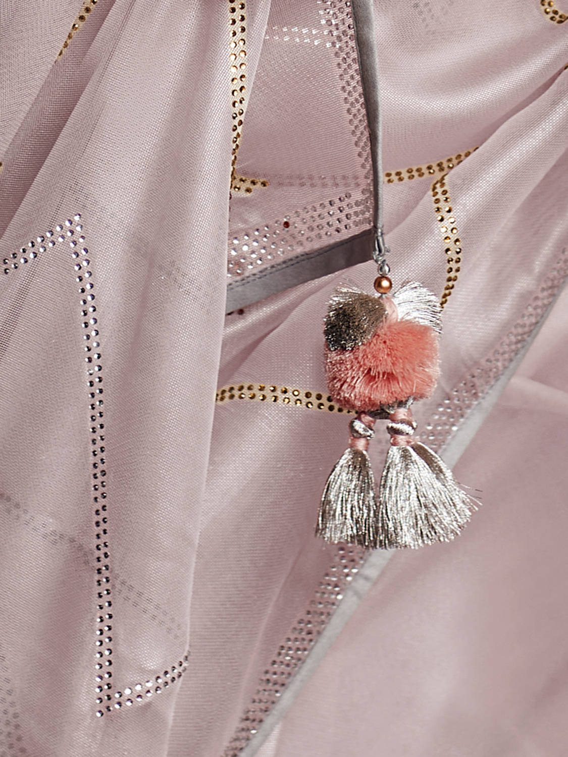 Graceful Light Pink Silk Swarovski Work Designer Saree With Blouse