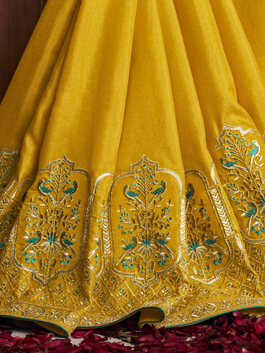 Dazzling Yellow Silk Zari Weaving Function Wear Saree With Blouse