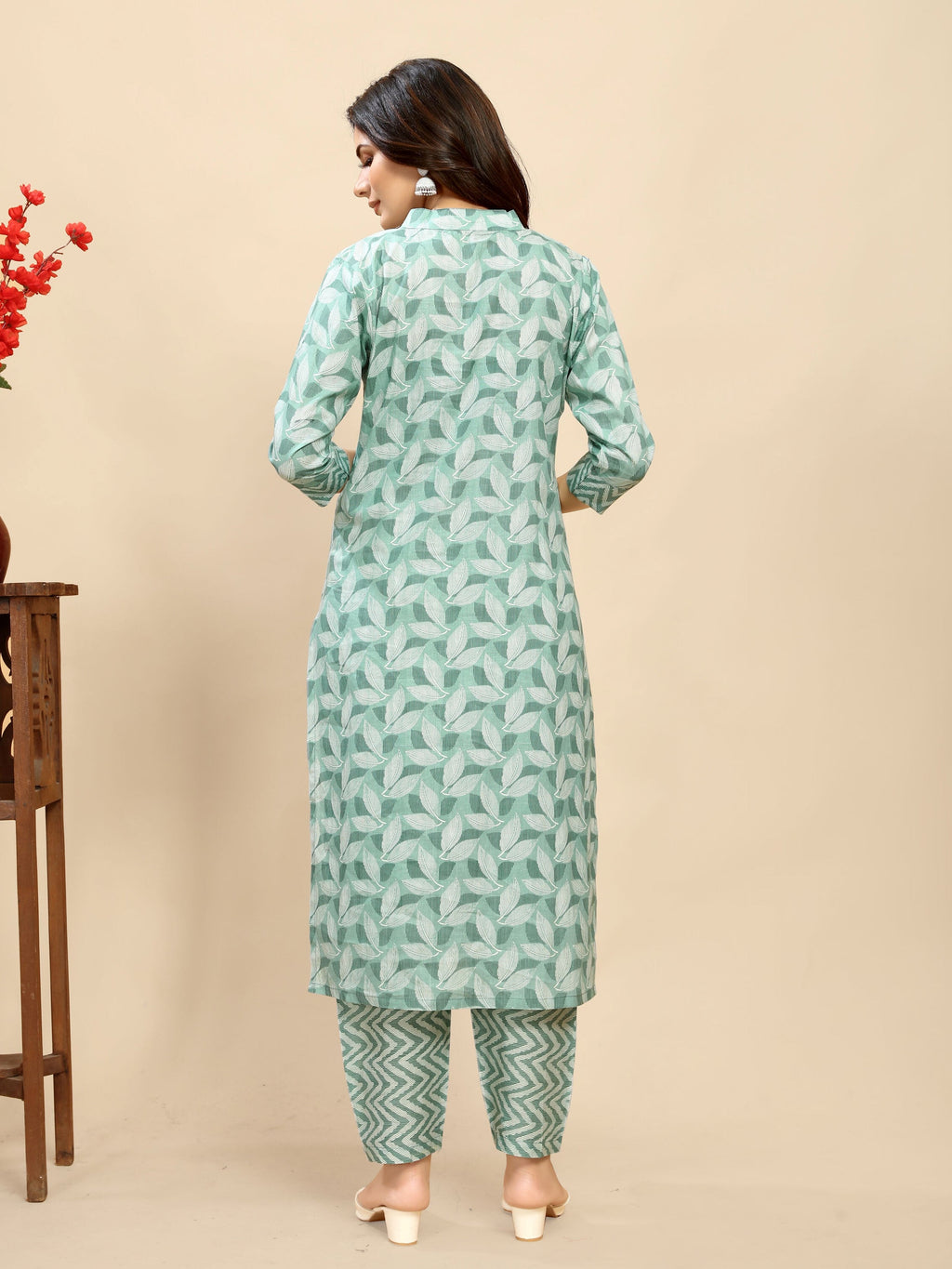 Wonderful Pastel Green Printed Cotton Daily Wear Kurta With Pant