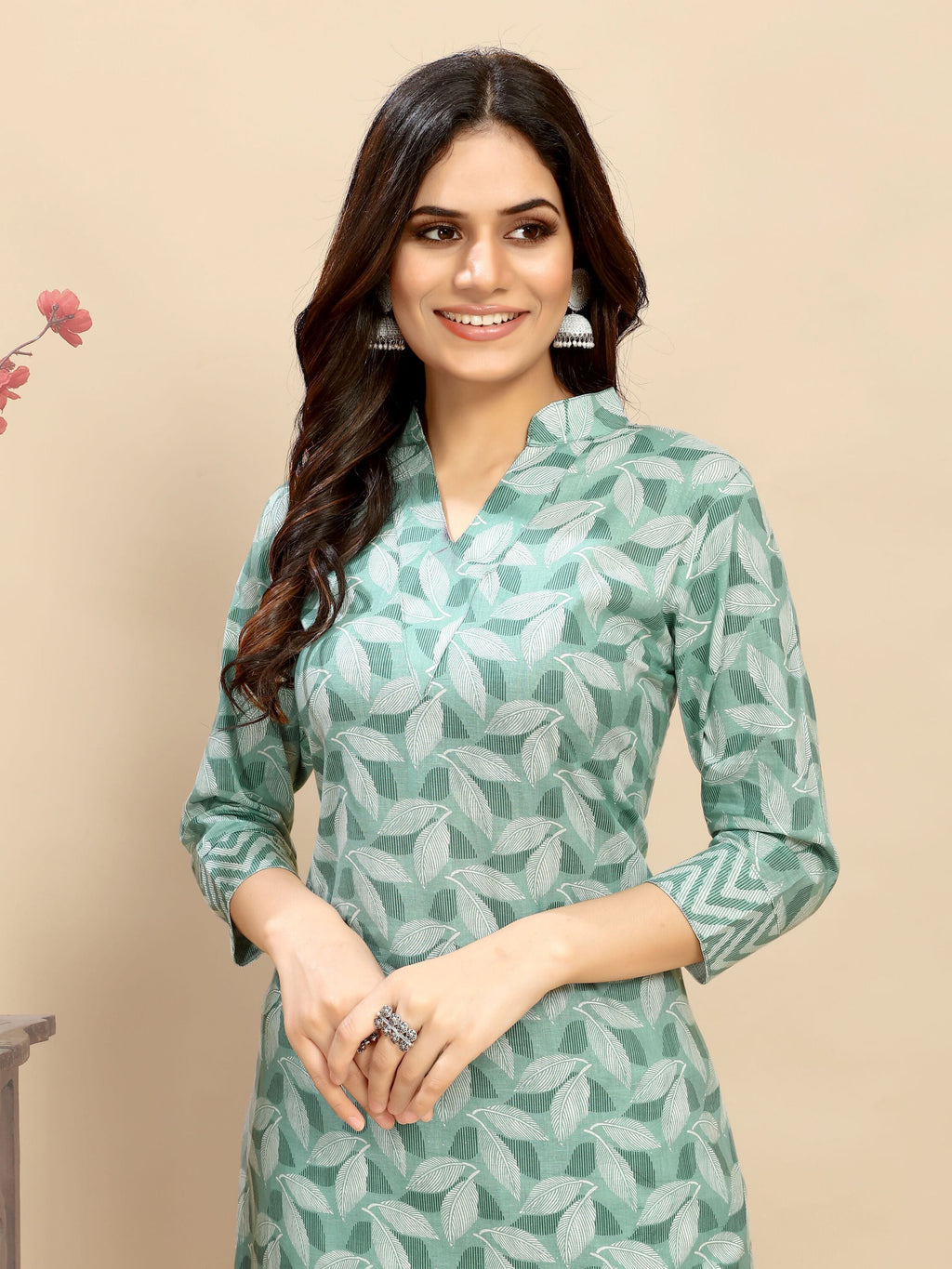 Wonderful Pastel Green Printed Cotton Daily Wear Kurta With Pant