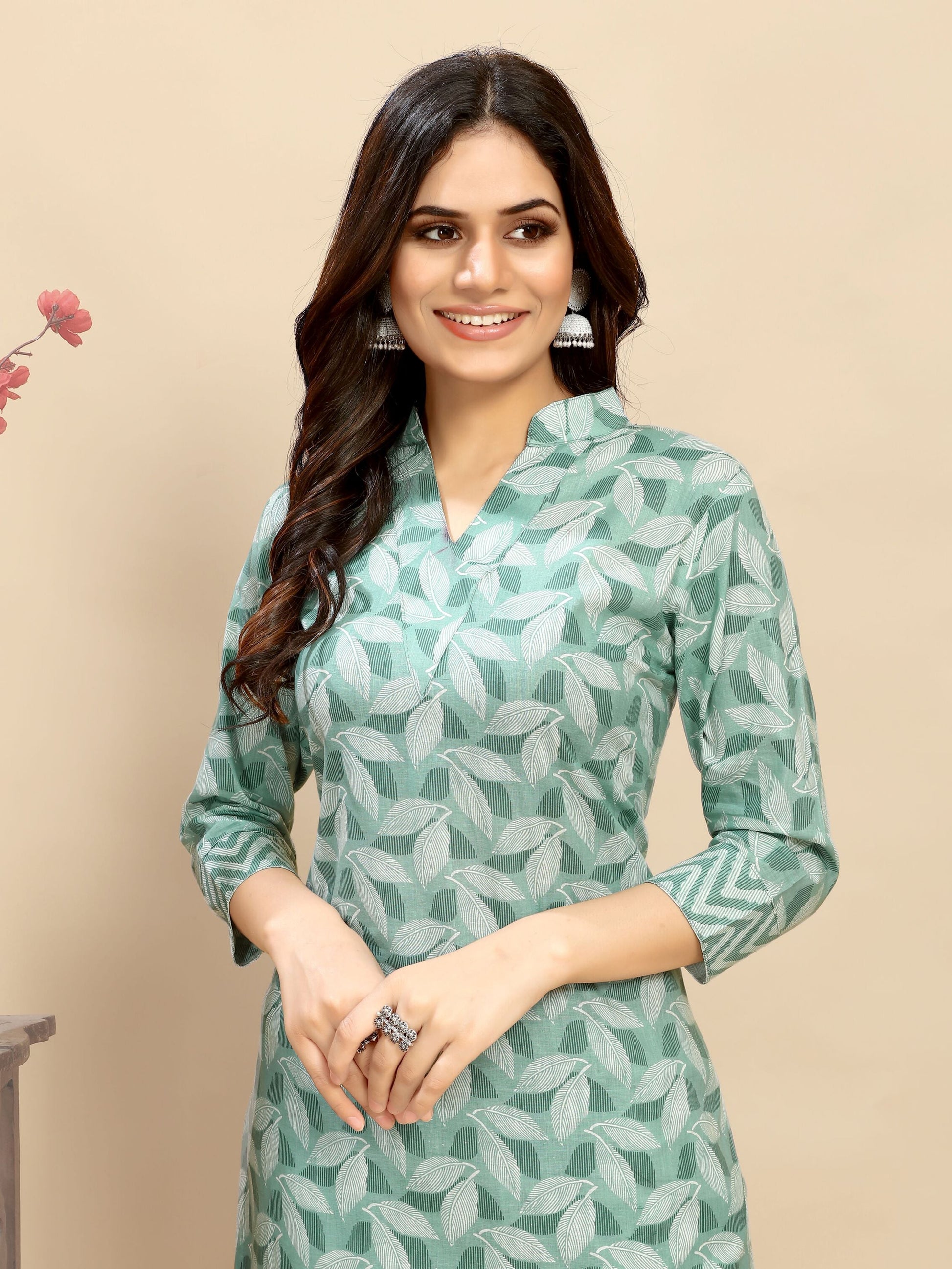 Wonderful Pastel Green Printed Cotton Daily Wear Kurta With Pant