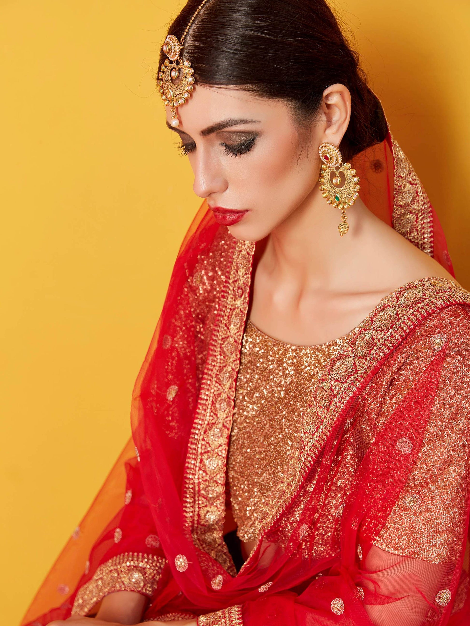 Stunning Red Art Silk Sequins Wedding Wear Lehenga Choli With Dupatta