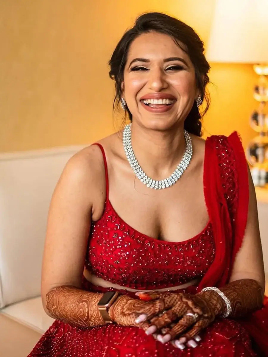 Regal Red Net Embroidered Bridesmaid Lehenga Choli With Dupatta