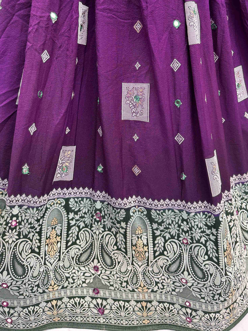Impressive Purple Georgette Mirror Work Traditional Lehenga Choli