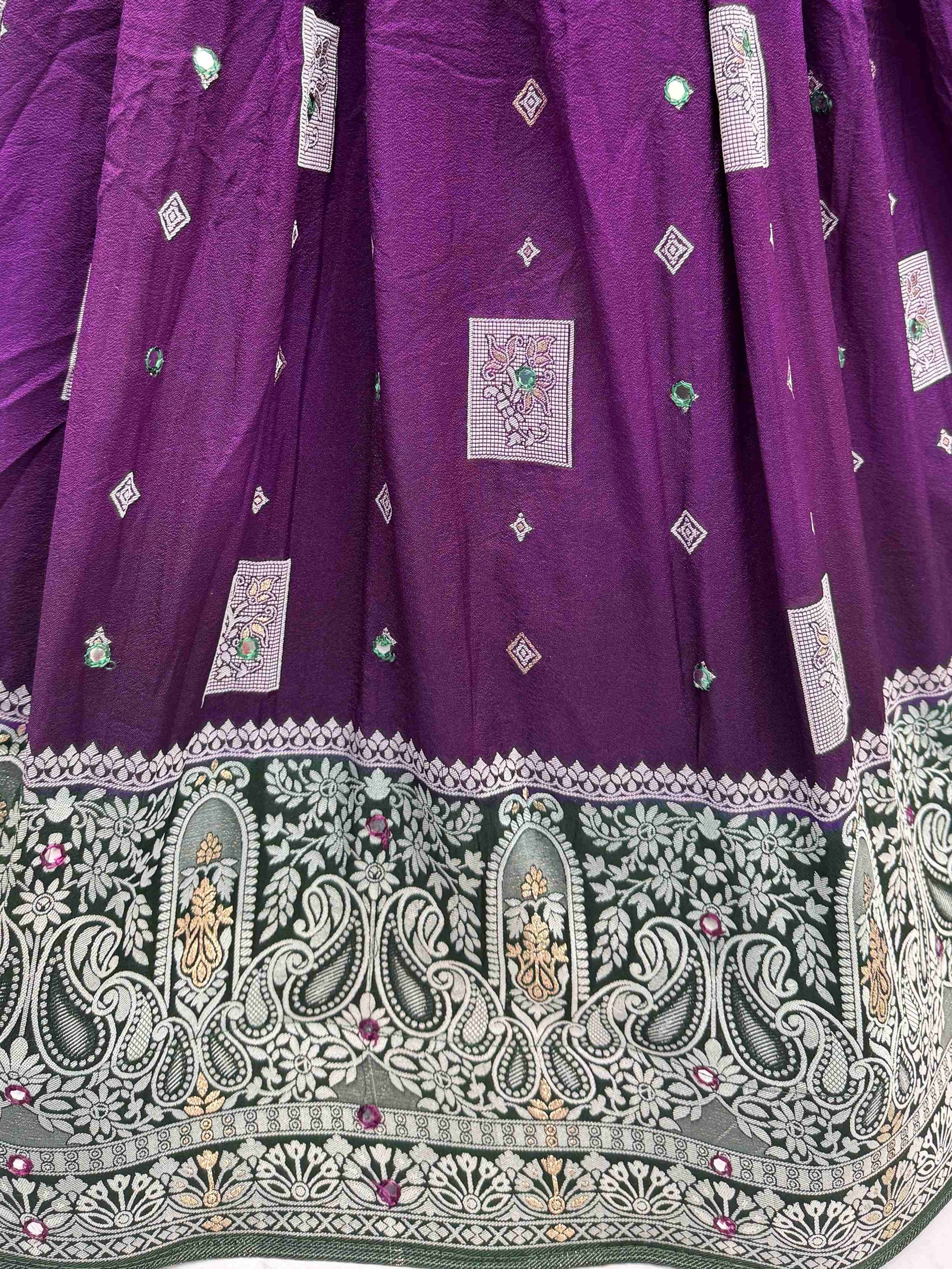 Impressive Purple Georgette Mirror Work Traditional Lehenga Choli
