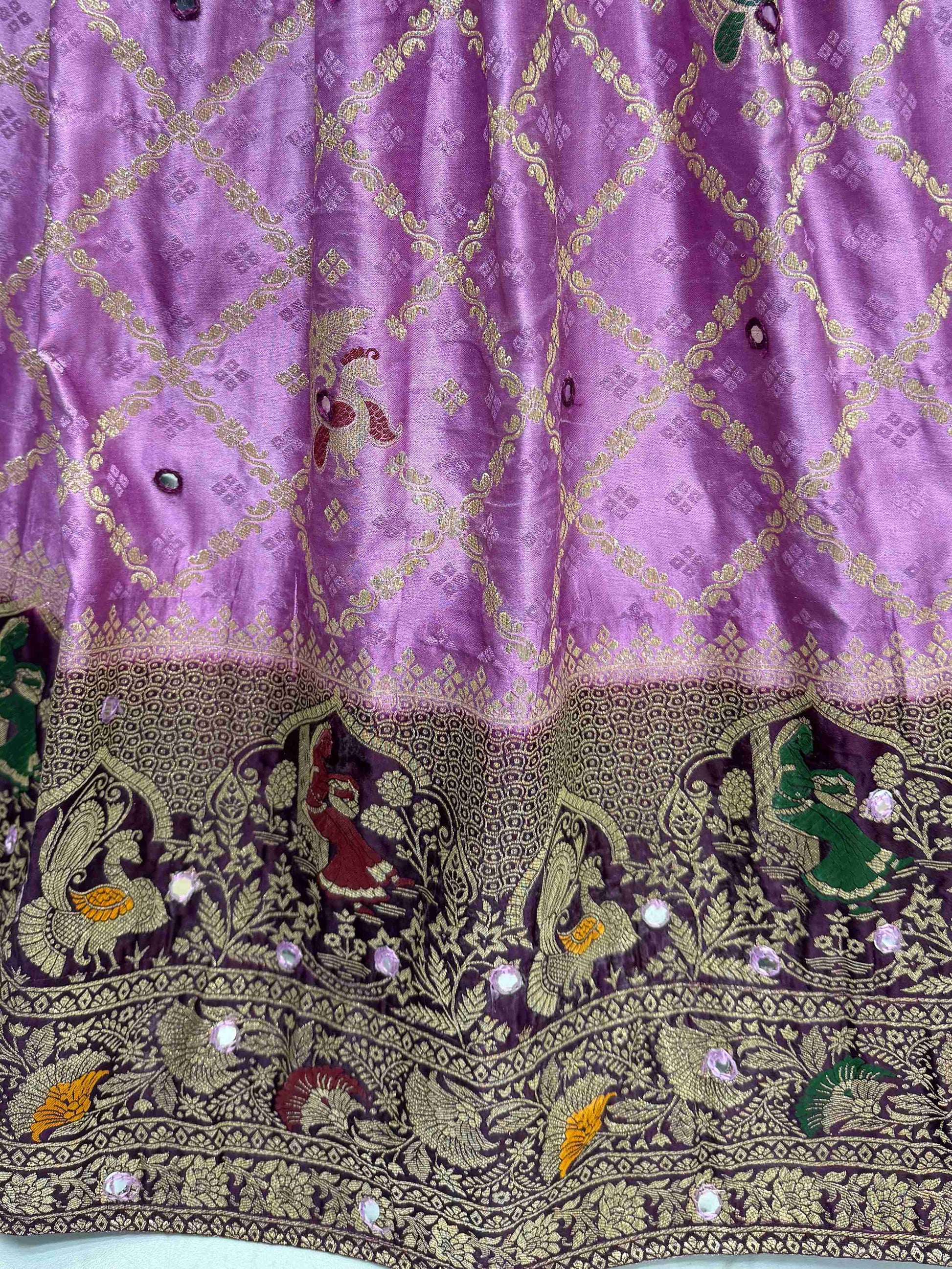 Desirable Pink Georgette Satin Zari Weaving Wedding Lehenga Choli