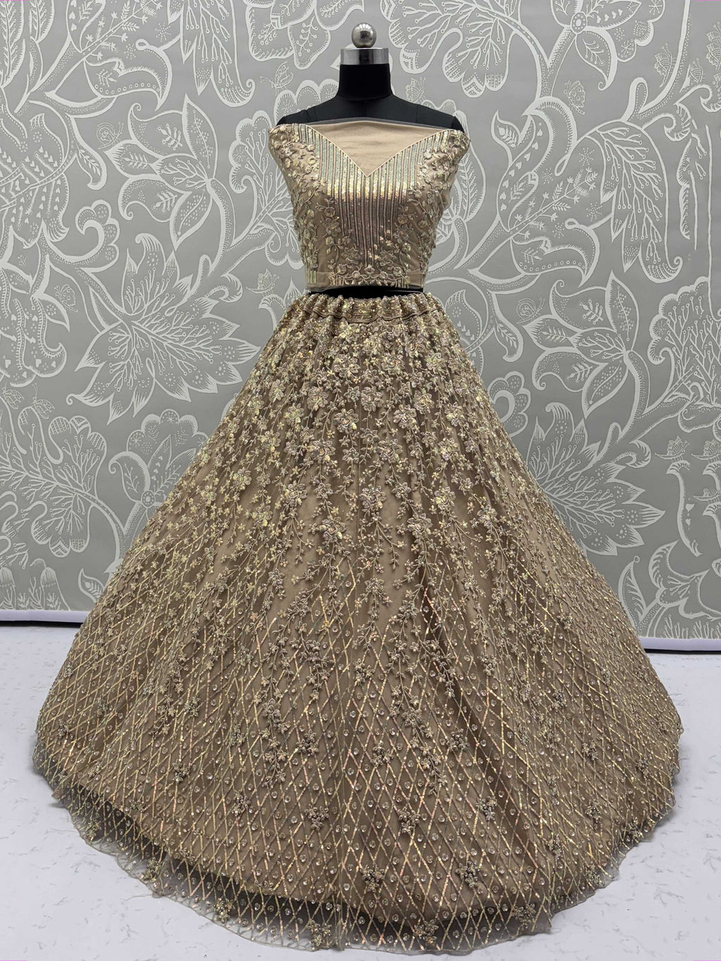 Fantastic Beige Net Multi-Thread Work Wedding Lehenga Choli