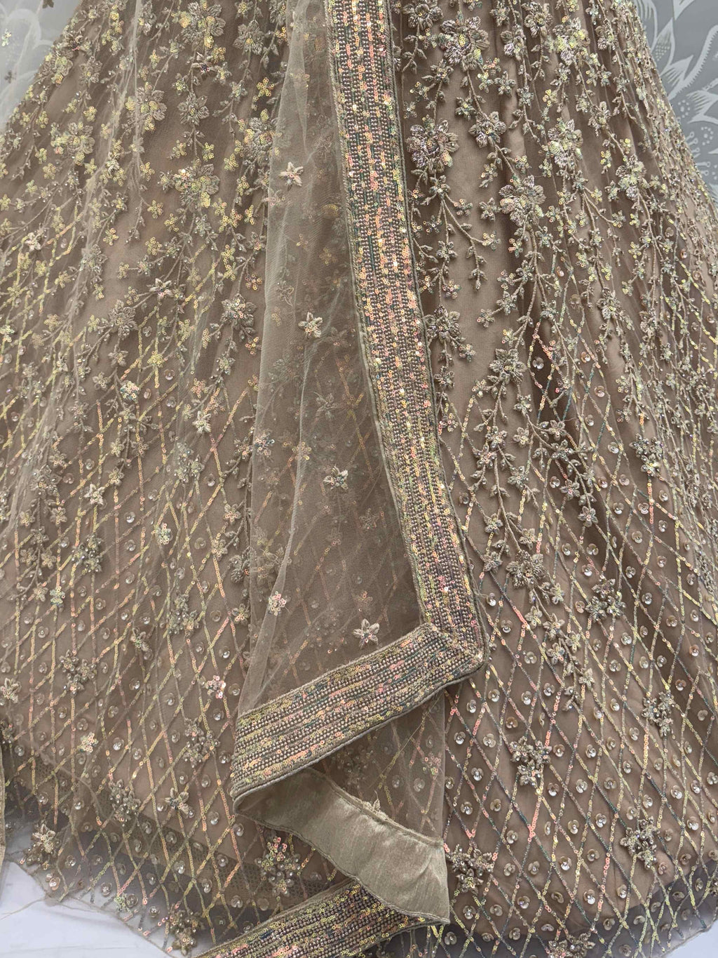 Fantastic Beige Net Multi-Thread Work Wedding Lehenga Choli