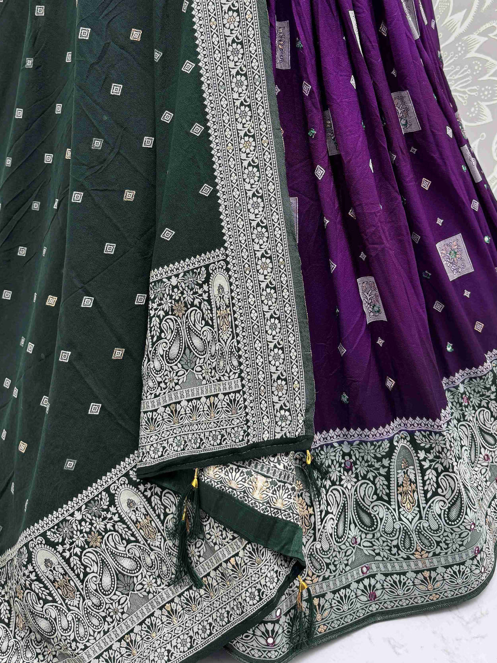 Impressive Purple Georgette Mirror Work Traditional Lehenga Choli