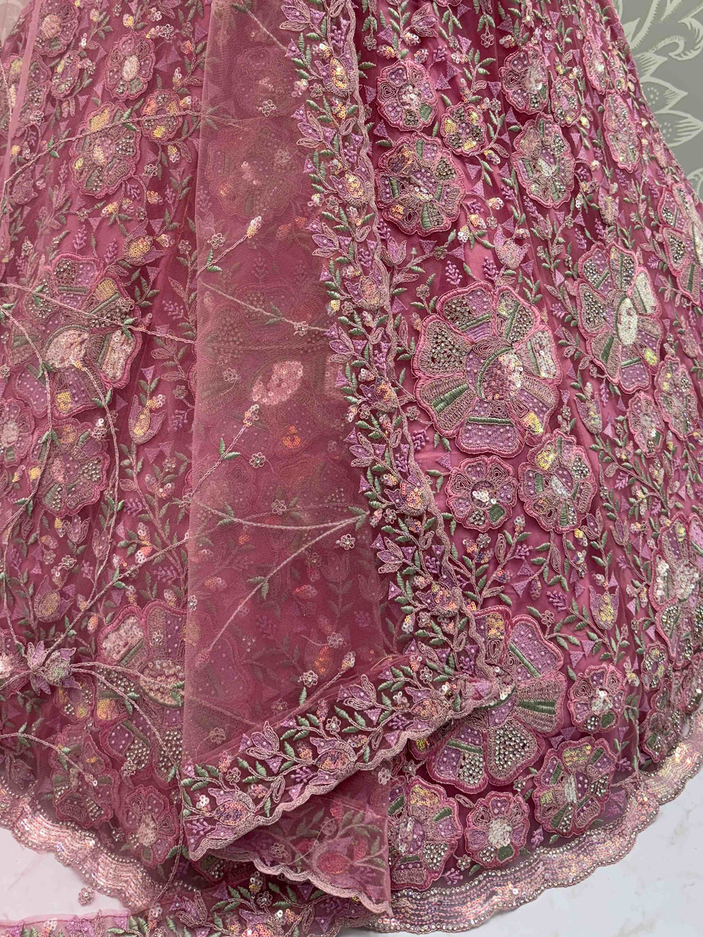 Glamorous Pink Net Sequins Wedding Wear Lehenga Choli With Dupatta