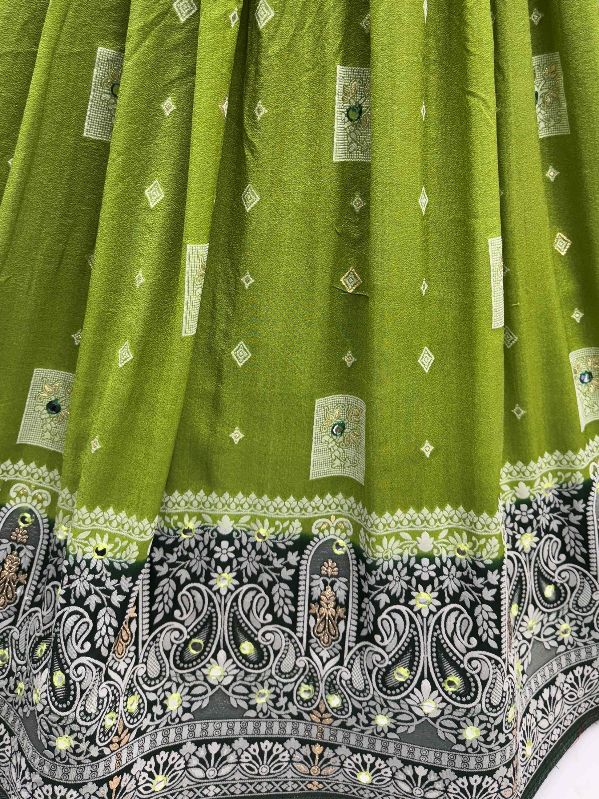 Regal Green Georgette Zari Work Mehendi Wear Lehenga Choli