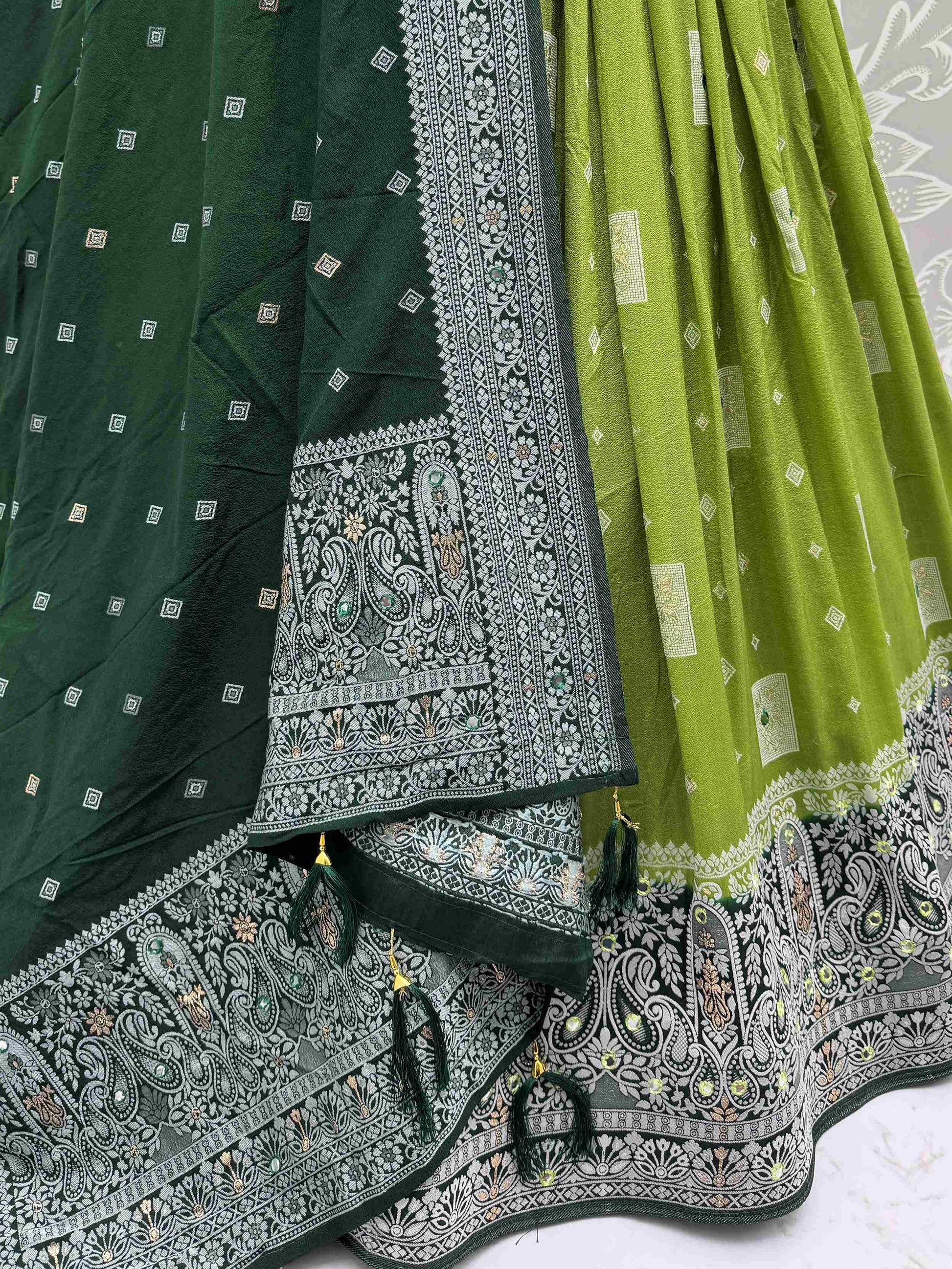 Regal Green Georgette Zari Work Mehendi Wear Lehenga Choli