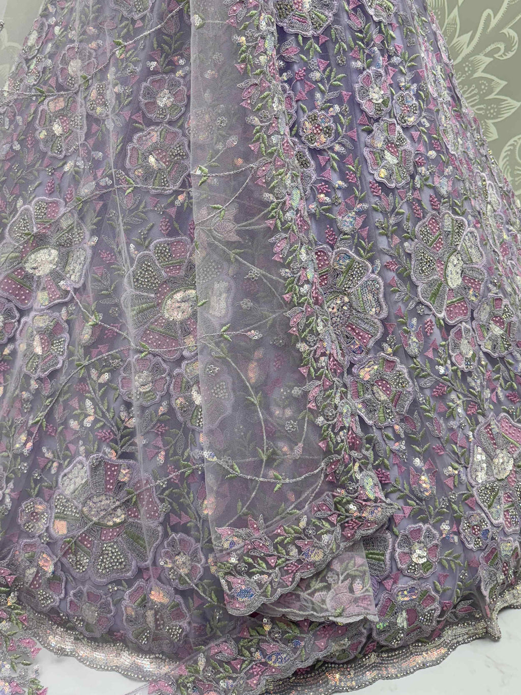 Outstanding Purple Net Zircon Work Bridesmaid Lehenga Choli