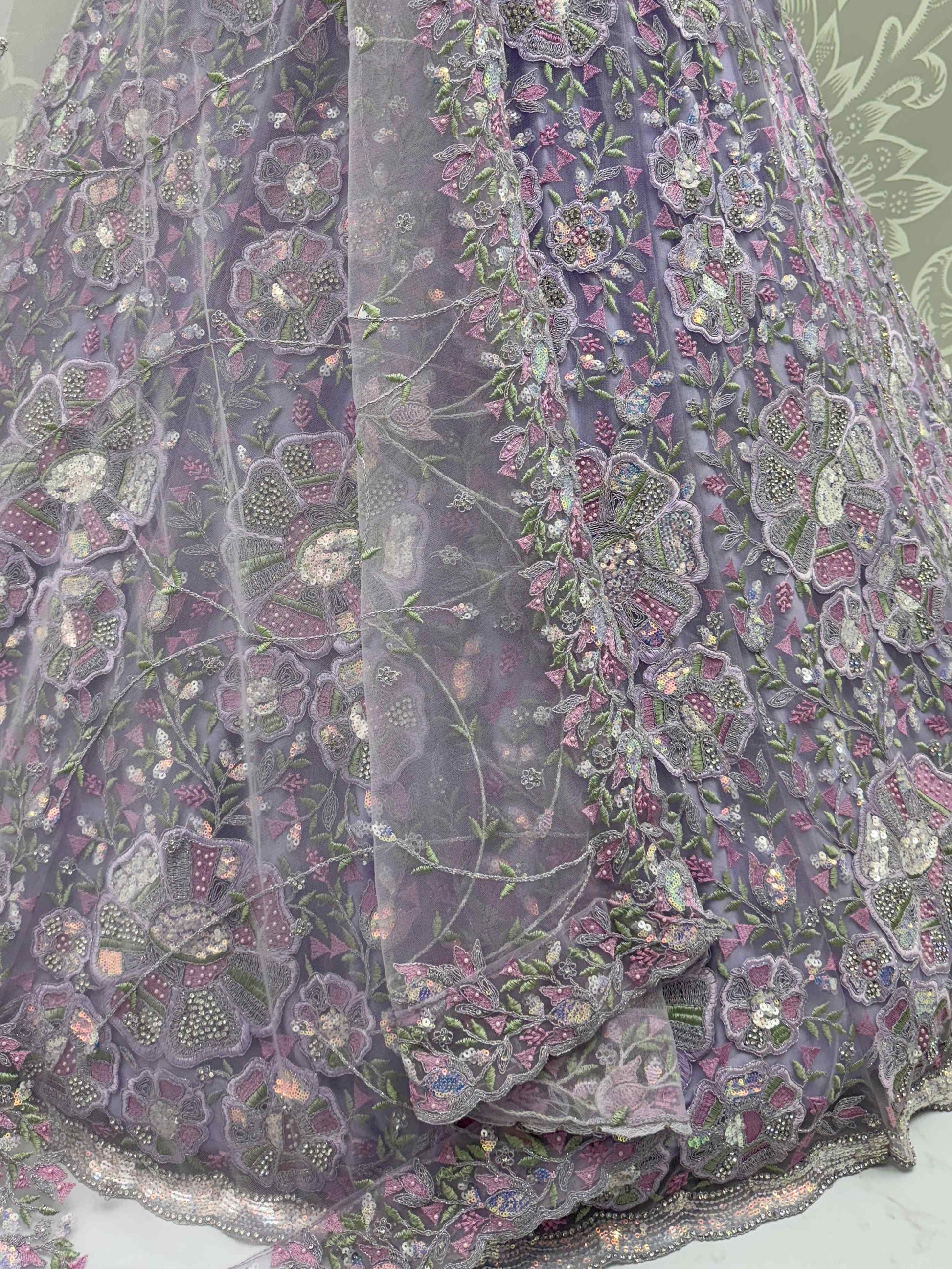 Outstanding Purple Net Zircon Work Bridesmaid Lehenga Choli