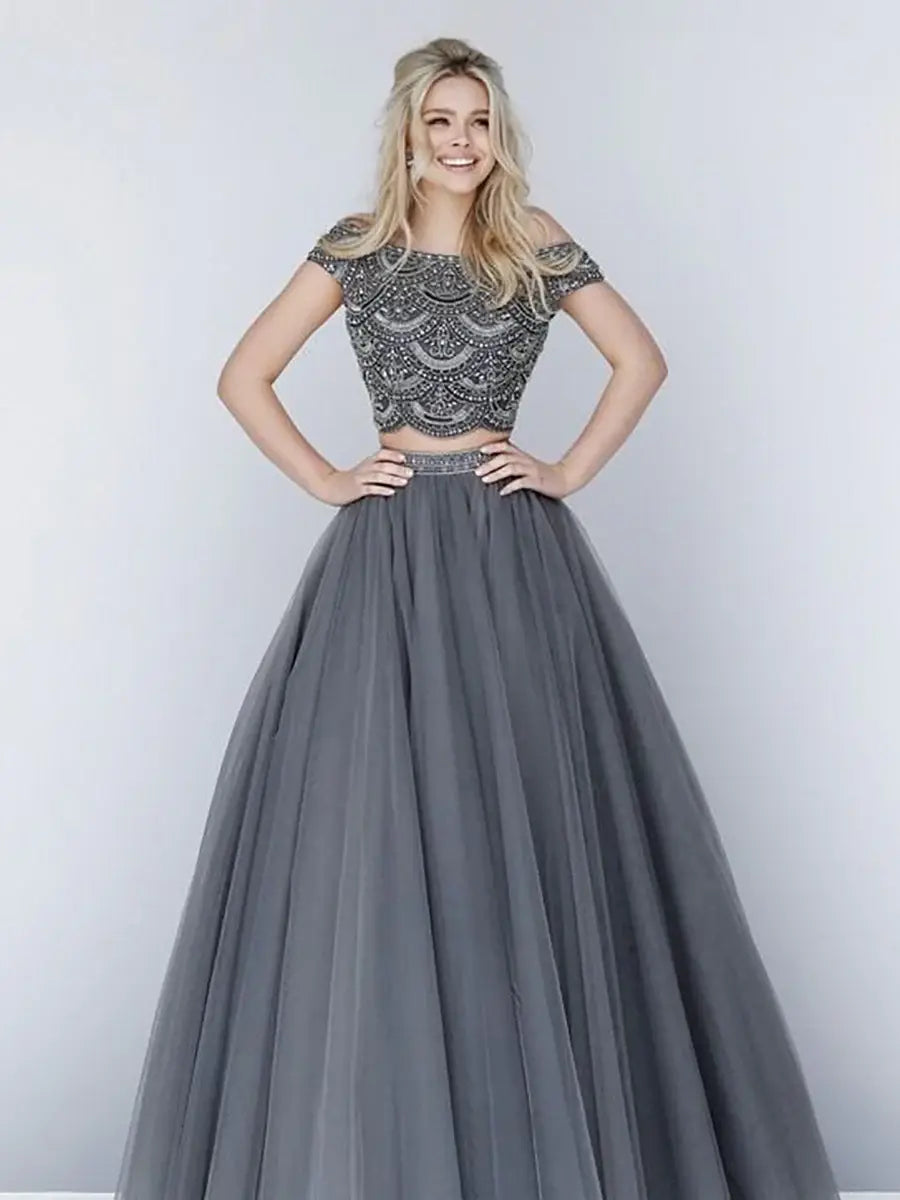 Timeless Grey Net Embroidered Party Wear Crop Top Lehenga