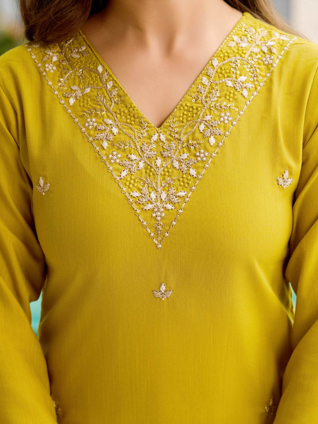 Precious Yellow Rayon Embroidered Straight Suit With Printed Dupatta