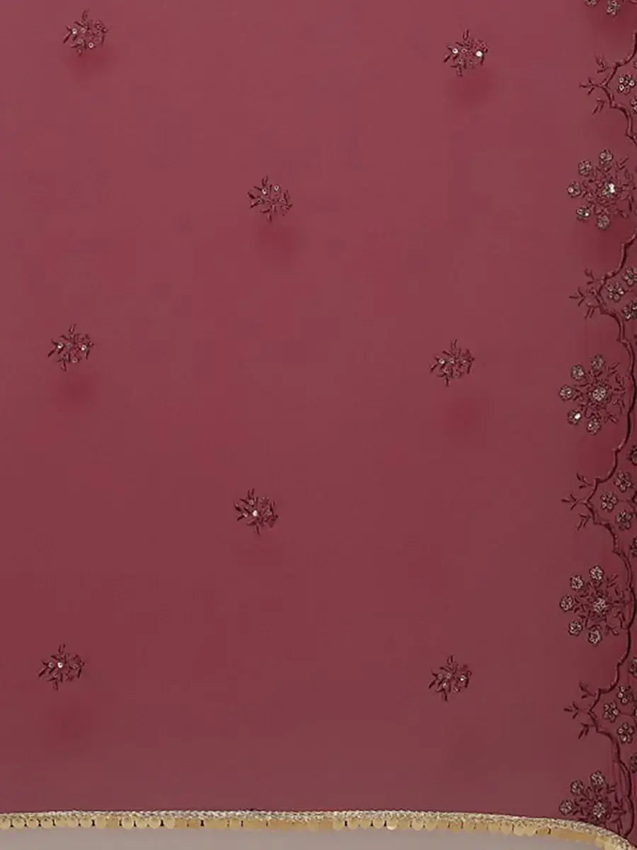 Brilliant Dark Pink Georgette Sequins Lehenga Choli With Dupatta