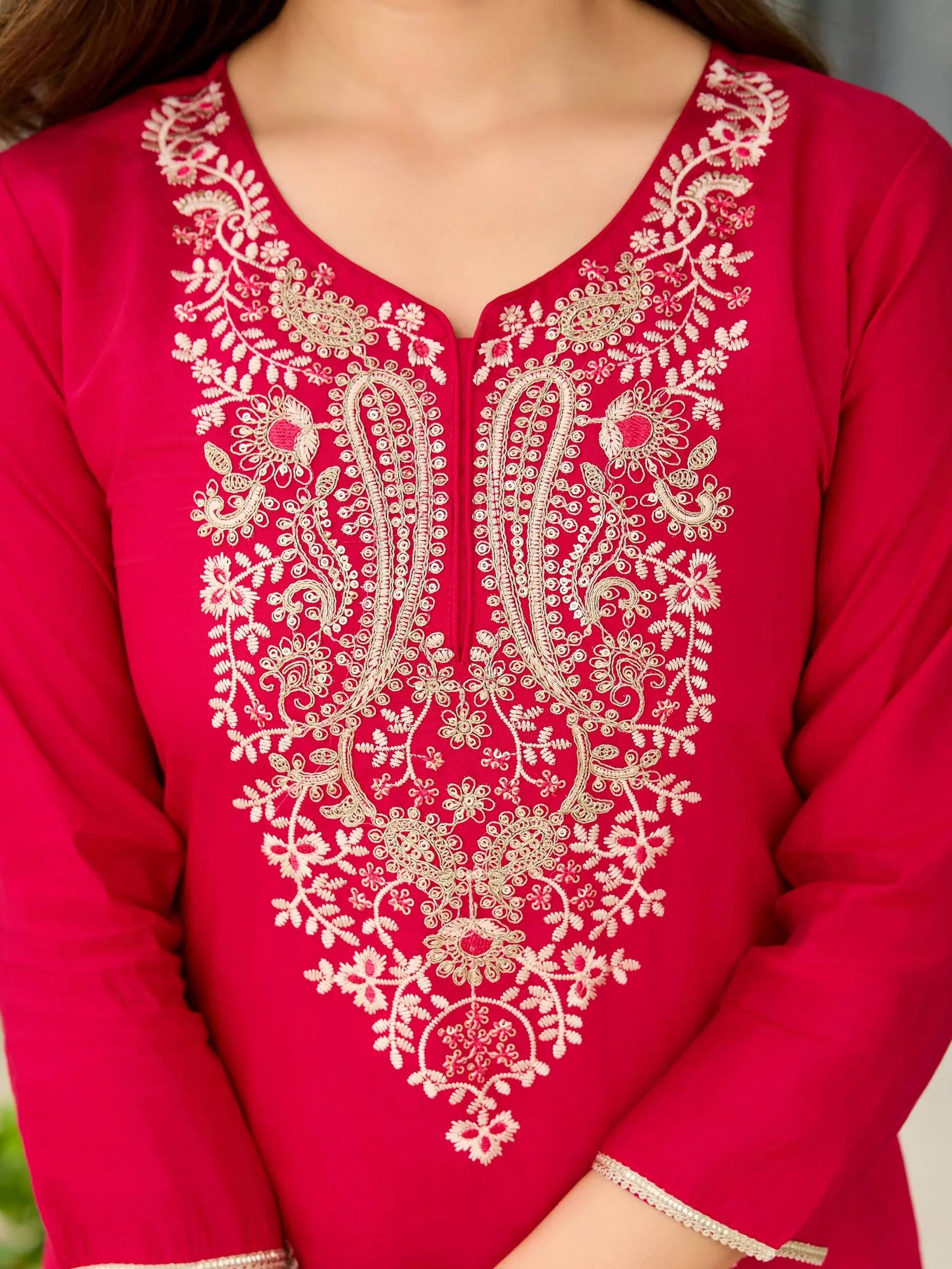 Tantalizing Pink Viscose Sequins Festival Wear Straight Suit