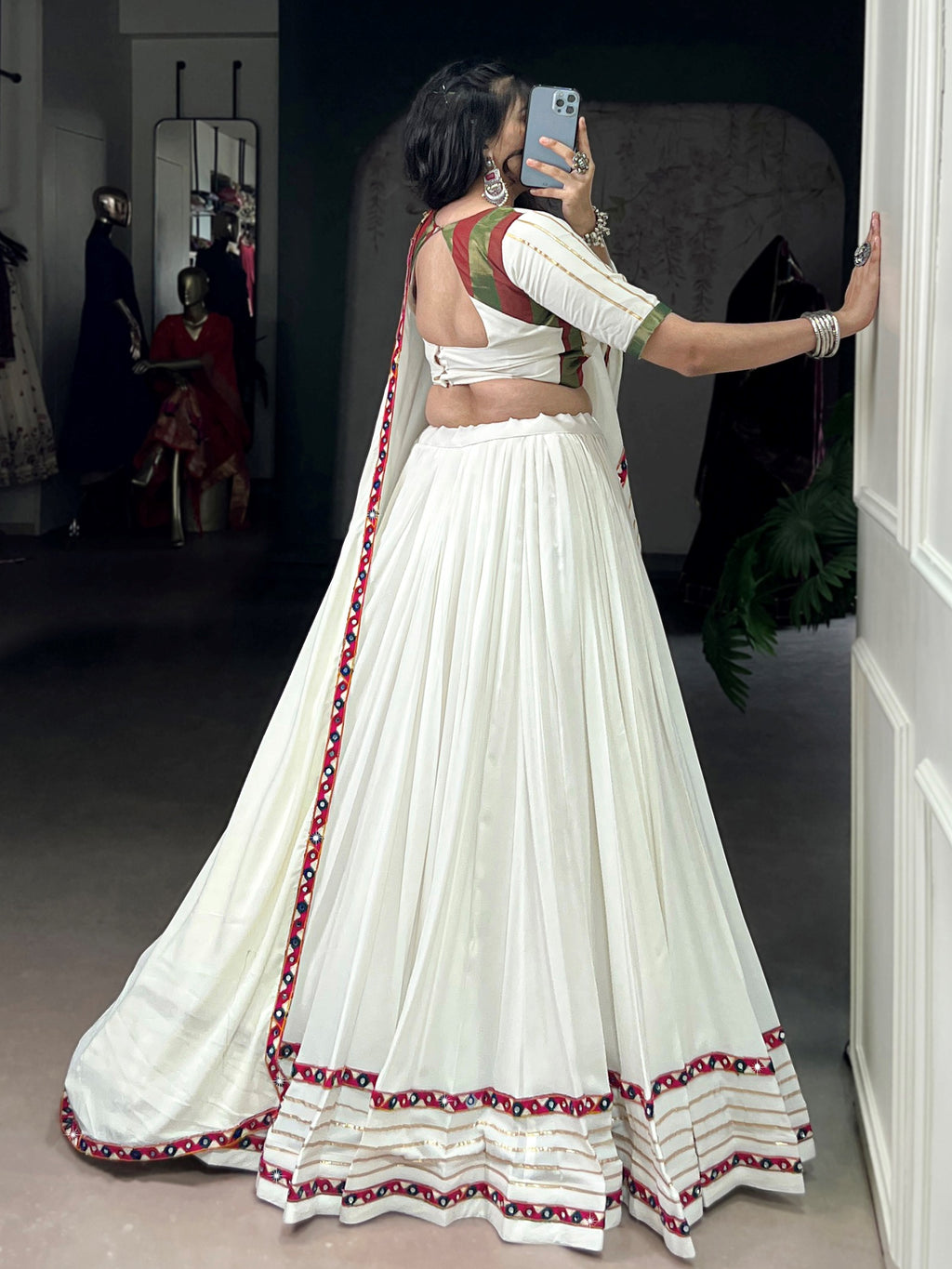 Amazing White Rayon Gota Patti Work Traditional Lehenga Choli